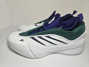 Mens Adidas Dame 9 Low Milwaukee Bucks White/Green/Purple #IG6603 Sz 12 New - Picture 1 of 10