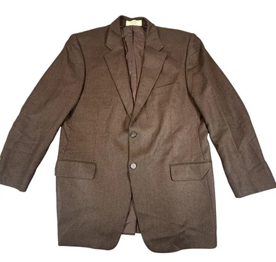 John W. Nordstrom Blazer Mens 44 Long Brown 100% Cashmere Herringbone Sport Coat - Image 1 of 4