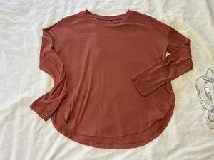Ultralite Rust Ribbed Long Sleeve Top with Thumb Holes | L (10–12) - Picture 1 of 7