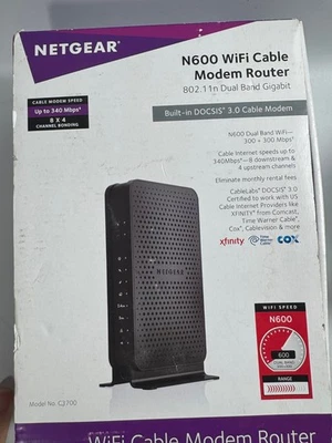 Netgear 802.11n Dual Band Gigabit WiFi Cable Modem Router N600 C3700 - Image 1 of 4
