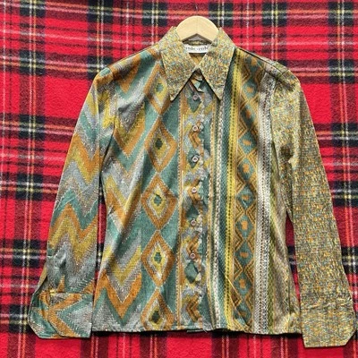 Винтажная футболка 70-х NIK NIK диско размер 9/10 художественный принт сделано в Италии психоделическая - Изображение 1 из 4