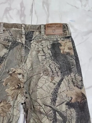 Vintage Wrangler Rugged Hardwood Camo Hunting Denim Jeans Men 34x34 Made In USA - Image 1 of 4