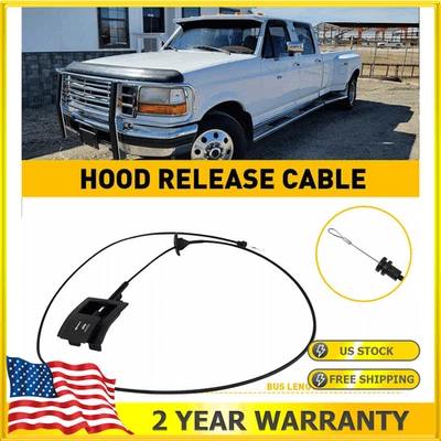 Nuevo cable de liberación del capó del pestillo con mango para camionetas Ford serie F 1992-97 y Bronco Foto 1 de 4