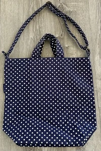 BAGGU LN Canvas Duck Bag Blue Polka Dot Snap Closure Top Handle Tote Crossbody - Picture 1 of 7