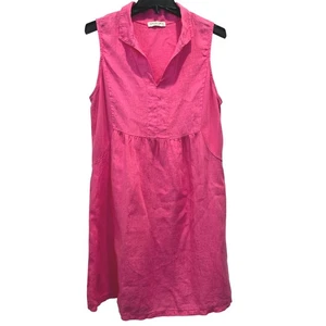 Vestido Terzo Millennio Italia Lino Sin Mangas Rosa Informal Verano - Imagen 1 de 7