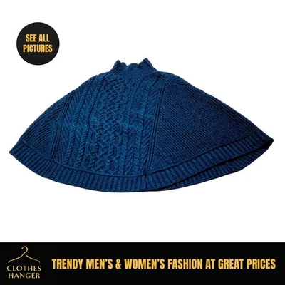 Poncho pescador feminino Aran Crafts malha cabo lã merino irlandesa capa grande - Imagem 1 de 4