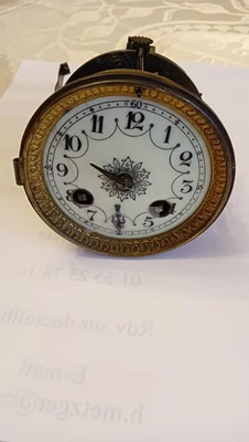 Mécanisme pendule ancienne à restaurer et à compléter diamètre encastré 87mm - Photo 1/4