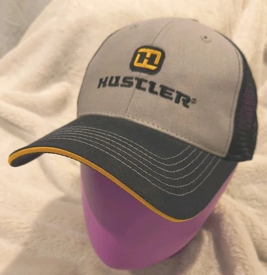 LN Men's O/S HUSTLER Mowers Gray/Black Embroidered Mesh/Strapback Baseball Cap - Imagem 1 de 4