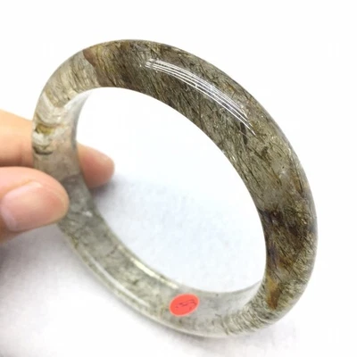 60mm Natural Green Tourmaline Rutilated Quartz Crystal Bangle - Image 1 of 4