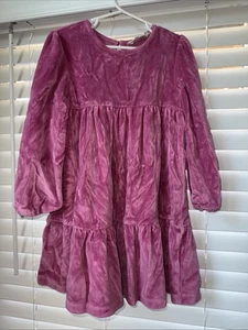 Mini Boden Tiered Velour Dress Rose Mauve Pink Size 5 6  Velvet Fall Classy Girl - Picture 1 of 6