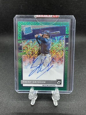 2020 Panini Donruss Optic Trent Grisham RC Rookie Green Mojo Auto Prizm /99 - Image 1 of 3