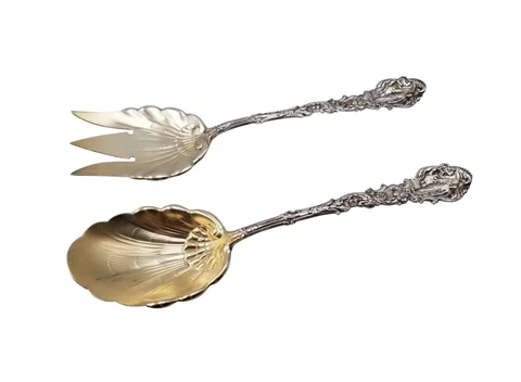 Large Salad Serving Set ~ Versailles by Gorham Sterling Silver Flatware 11" GW Cover