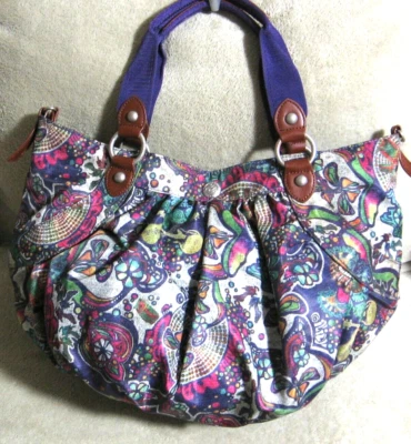 Bolso de hombro OILILY Med-Lg multicolor floral de nailon y cuero marrón para compradores Foto 1 de 3