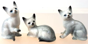 KLIMA E233 Miniature statuette en porcelaine - 3 CHATS SIAMOIS CAT - Picture 1 of 7