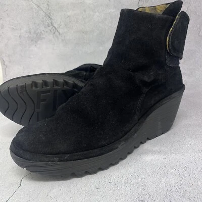 Fly London Yegi Ruched Wedge Hook & Loop Ankle Boot Women's Sz 42 US 11.5 - 12 M - Image 1 of 4