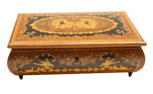 Vintage Wood Music Box with Key Swiss Movement Torna A Sorento Mapsa - Picture 1 of 10