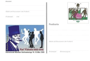 Deutschland 2000 Ganzsache Sonderpostkarte Karl Valentin Münchner Briefmarkentag - Bild 1 von 1