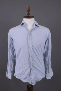 Drakes Easyday Blue Pinstripe Long Sleeve Button Down Shirt Size 40 / 15 3/4 - Picture 1 of 16