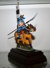 MOUNTED SAMURAI MOUNTED FIGURE100MM SCALE, PAINTED WHITE METAL ALLOY