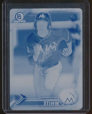 2016 Bowman Chrome ISAIAH WHITE Cyan Printing Plate 1/1 #BCP203 Marlins - Image 1 of 3