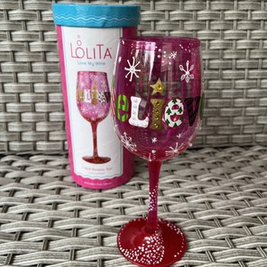 Lolita "I Still Believe" Wine Glass Hand Painted Crystal Embellished Wine Glass