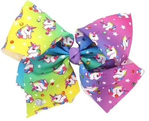 JoJo Siwa Large Unicorn Hair Bow Dance Hair Bows Cheerleader Bow Pageant Bow - Picture 1 of 4