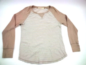 Faded Glory Damen Langarm Thermo beige gestreift Shirt L (12-14) - Bild 1 von 12