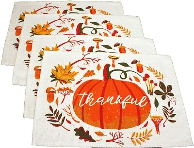 Thanksgiving Placemats - Thankful Pumpkin Placemats - Fall Placemats Set of 4 - Image 1 of 2