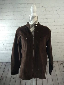 NWT women's QUAKER FACTORY brown corduroy jacket with bling zipper - SIZE LARGE - Picture 1 of 15