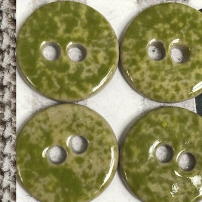 NEW Card of 4 Artisan Birthe Sahl Mossy Tan Ceramic Glazed 18mm Buttons Denmark - Image 1 of 4