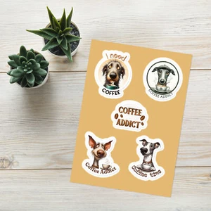 Coffee Addict Sticker Sheet II Paws & Giggles Greyhound sticker - Picture 1 of 6