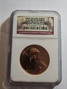 2008 Elizabeth Monroe - First Spouse Series Bronze Medal - Graded Brilliant UNC - Picture 1 of 4