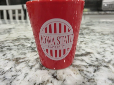 Vintage Iowa State University Ceramic 2 1/2" Shot Glass Red/White LOOK Cover