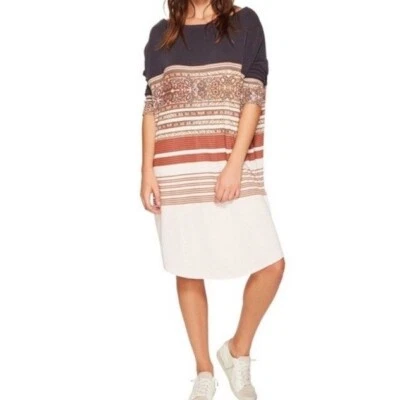 Vestido Camisa Túnica Free People Steppin Out Grande Negro Naranja Marfil Para Mujer Informal Foto 1 de 4