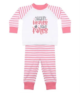 Set pigiami rosa bambine ruba cuori maniche lunghe costume da notte bambino da 6M a 4Y - Foto 1 di 7