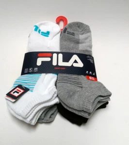 FILA HOMBRE 6-Pares Calcetines SWIFT DRY Corte Bajo Talla 6-12 Blanco Gris #43FL10 NUEVO - Imagen 1 de 5