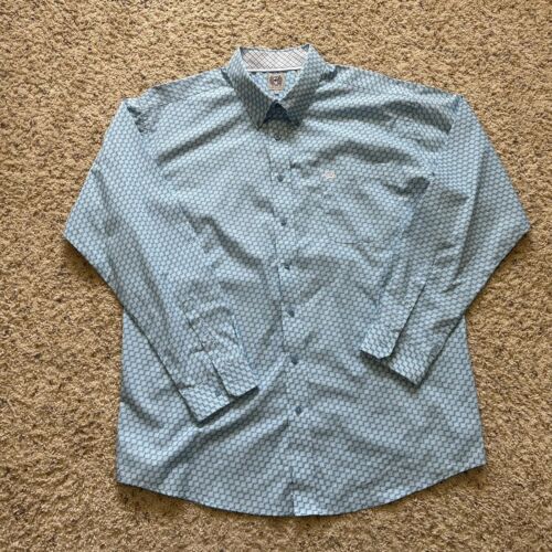 Cinch Shirt Mens XL Blue Geometric Button Up Flip Cuff Cowboy Western ...