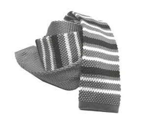 CRAVATTA DI Maglia TRICOT grigia a righe grigie e bianche nere RIGATA orizzontal - Imagen 1 de 2