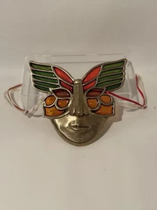 Vintage Enesco Butterfly Stained Glass Face Mask Suncatcher Wall Plaque MCM - Picture 1 of 9