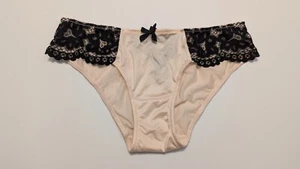 NWOT VICTORIA'S SECRET "VERY SEXY" LINE BIKINI PANTIES 2012 HTF Sz S PEACH/BLK - Picture 1 of 10