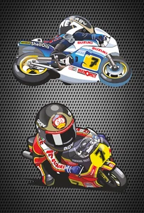 BARRY SHEENE x 2 Motorcycle Helmet Fairing Decals Stickers - Picture 1 of 1