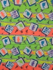 Vintage Neon Beach Themed 1980's 100% Cotton Fabric 1.8 yards 44 x 67" - Picture 1 of 3