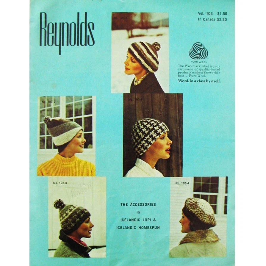 Reynolds Hats, Leg Warmer, Vests Icelandic Knitting Pattern Booklet, Vol 103 - Image 1 of 4