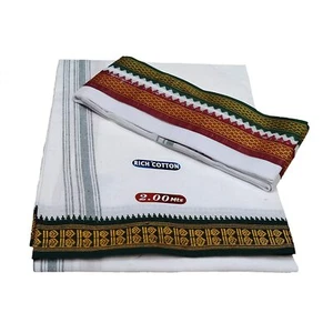 Dhoti individual algodón fresco para hombre algodón rico 2,00 mts con toalla Angavastam AU - Imagen 1 de 3