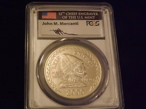 2000-P     $1      LEIF ERICSON    Mercanti Label         PCGS   MS 70 - Picture 1 of 2