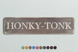 Letrero de madera estilo vintage HONKY-TONK. Regalo para el hogar retro Shabby Chic - Imagen 1 de 4
