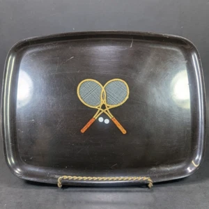 Tennis Rackets Tray Couroc of Monterey Mid Century Modern Barware 12½" x 9½" - Picture 1 of 9