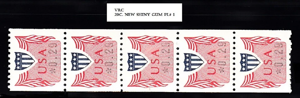 USA VARIABLE RATE COIL $0.29c. PL# 1 - STRIP OF 5 - MNH - SHINY GUM - Image 1 of 1