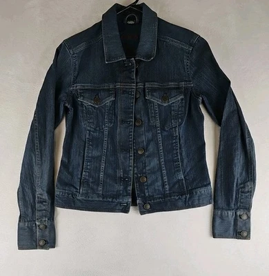 Eddie Bauer джинсовой ткани Jean куртка женщин XS DarkWash длинным рукавом повседневный классический синий - Изображение 1 из 4