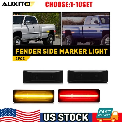 FOR 1994-02 DODGE RAM 2500 3500 SMOKE LED DUALLY FENDER SIDE MARKER LIGHT 4-20X - Image 1 of 4